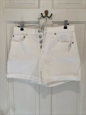 GAP White High-Waist Button-Front Denim Shorts